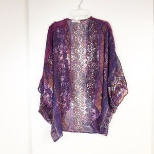 Altar'd State Purple Kimono Lace Shoulders Boho S